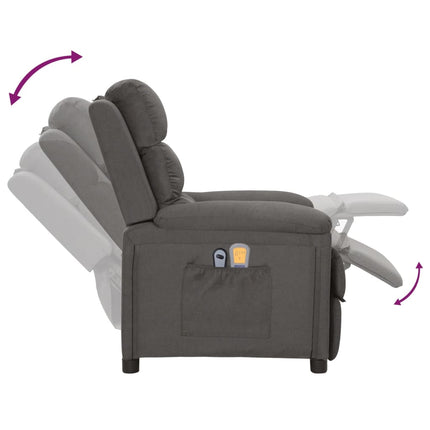 Elektrisk massagefåtölj mörkgrå tyg