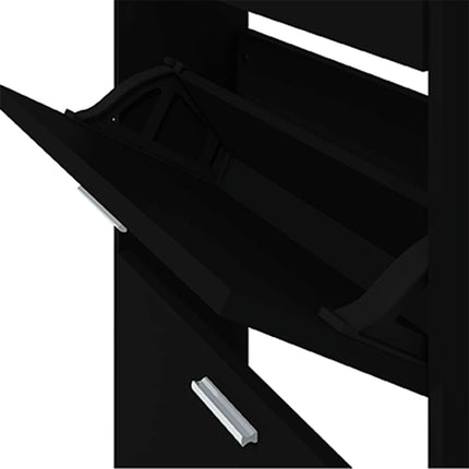Skoskåp svart 59x17x169 cm konstruerat trä
