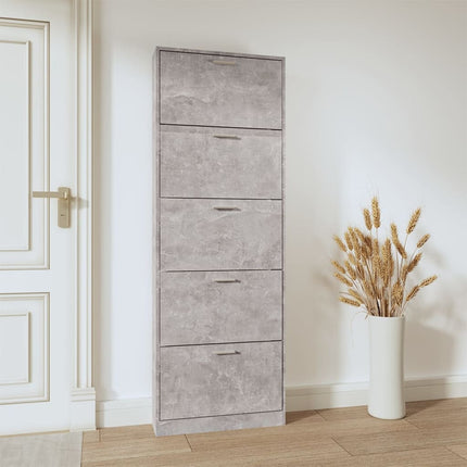 Skoskåp betonggrå 59x17x169 cm konstruerat trä