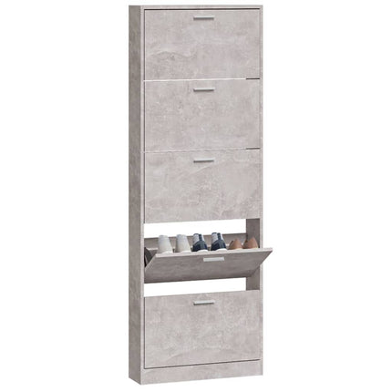 Skoskåp betonggrå 59x17x169 cm konstruerat trä
