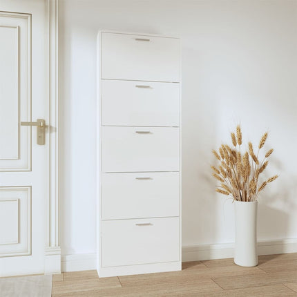 Skoskåp vit högglans 59x17x169 cm konstruerat trä