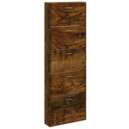 Skoställ rökfärgad ek 59x17x169 cm konstruerat trä