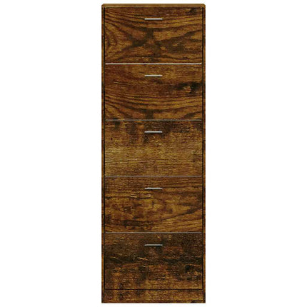 Skoställ rökfärgad ek 59x17x169 cm konstruerat trä