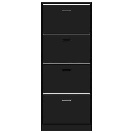 Skoskåp svart 59x17x150 cm konstruerat trä