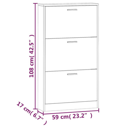 Skoskåp ek 59x17x108 cm konstruerat trä