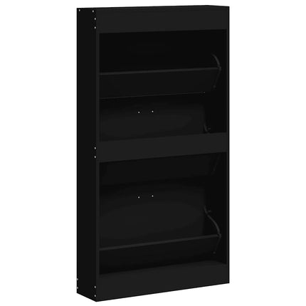 Skoskåp svart 59x17x108 cm konstruerat trä