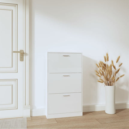 Skoskåp vit högglans 59x17x108 cm konstruerat trä