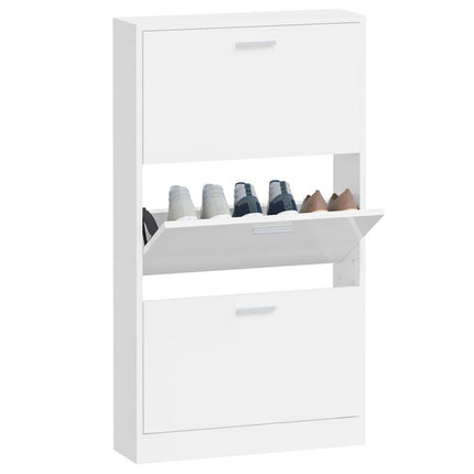 Skoskåp vit högglans 59x17x108 cm konstruerat trä