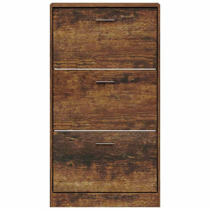 Skoställ rökfärgad ek 59x17x108 cm konstruerat trä