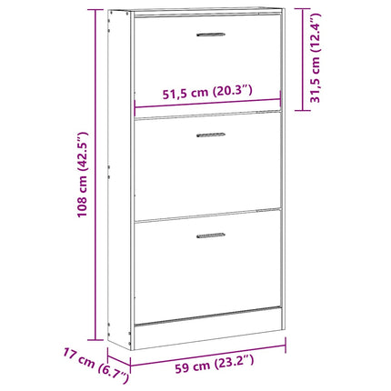 Skoställ rökfärgad ek 59x17x108 cm konstruerat trä