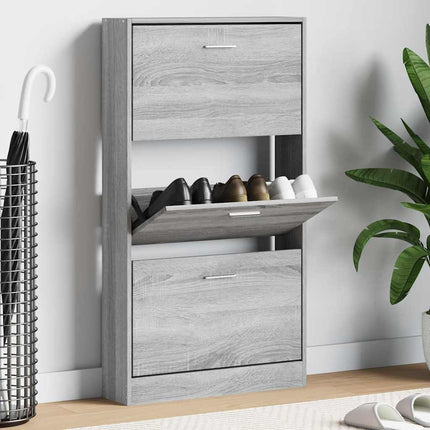 Skoskåp grå sonoma 59x17x108 cm konstruerat trä
