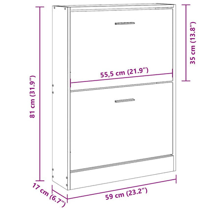 Skoskåp vit 59x17x81 cm konstruerat trä