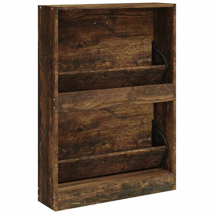 Skoställ rökfärgad ek 59x17x81 cm konstruerat trä