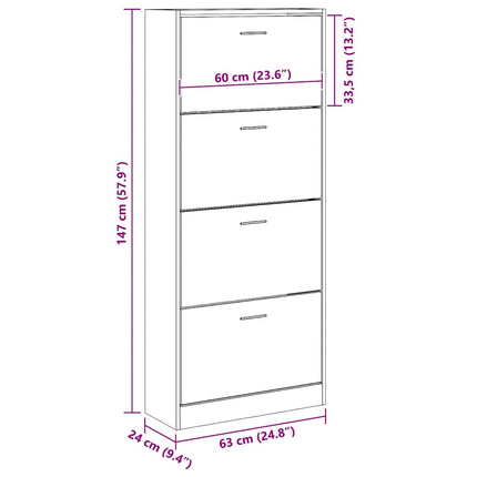 Skohylla sonoma-ek 63x24x147 cm konstruerat trä