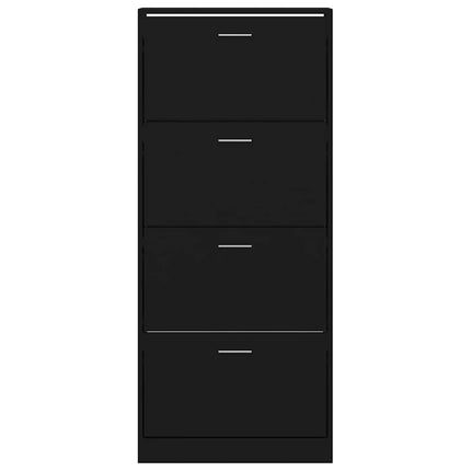 Skoskåp svart 63x24x147 cm konstruerat trä