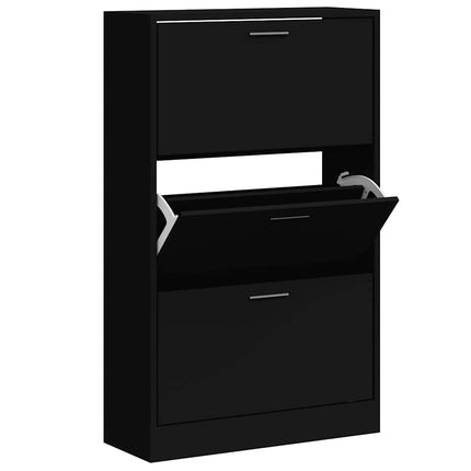 Skoskåp svart 63x24x103 cm konstruerat trä