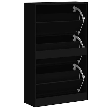 Skoskåp svart 63x24x103 cm konstruerat trä