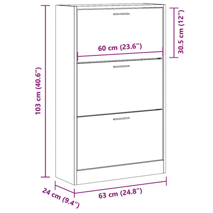 Skoskåp svart 63x24x103 cm konstruerat trä