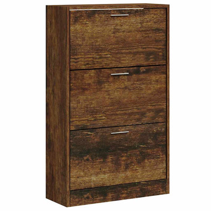 Skoställ rökfärgad ek 63x24x103 cm konstruerat trä