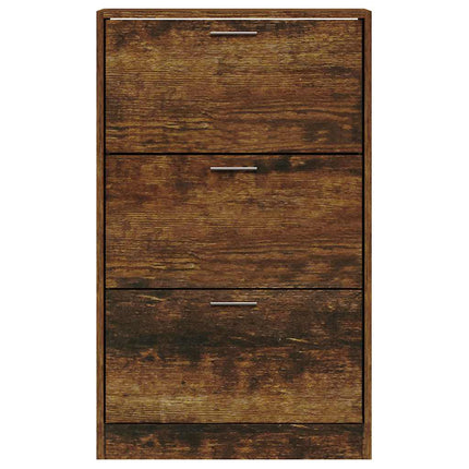 Skoställ rökfärgad ek 63x24x103 cm konstruerat trä