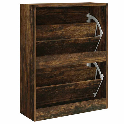 Skoställ rökfärgad ek 63x24x81 cm konstruerat trä