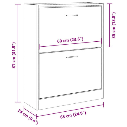 Skoställ rökfärgad ek 63x24x81 cm konstruerat trä