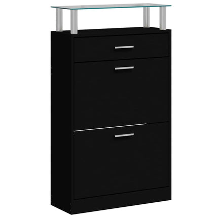 Skoskåp svart 63x24x104 cm konstruerat trä