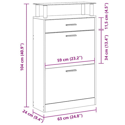 Skoskåp svart 63x24x104 cm konstruerat trä