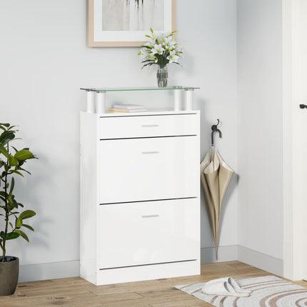 Skoskåp vit högglans 63x24x104 cm konstruerat trä