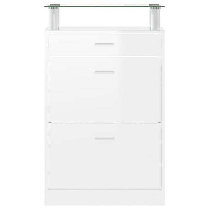 Skoskåp vit högglans 63x24x104 cm konstruerat trä
