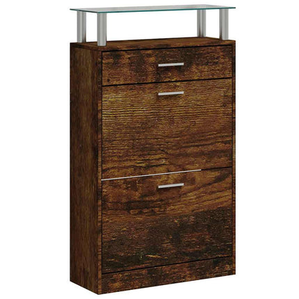 Skoställ rökfärgad ek 63x24x104 cm konstruerat trä