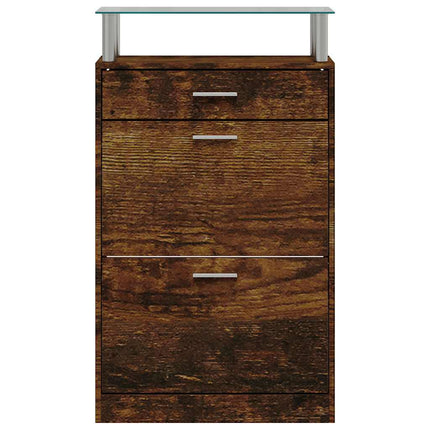 Skoställ rökfärgad ek 63x24x104 cm konstruerat trä