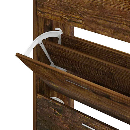 Skoställ rökfärgad ek 63x24x104 cm konstruerat trä