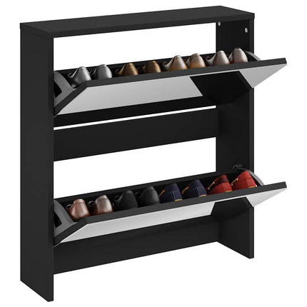 Skoskåp med 2 skåp svart 63x17x67 cm