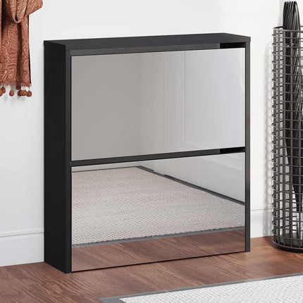 Skoskåp med 2 skåp svart 63x17x67 cm