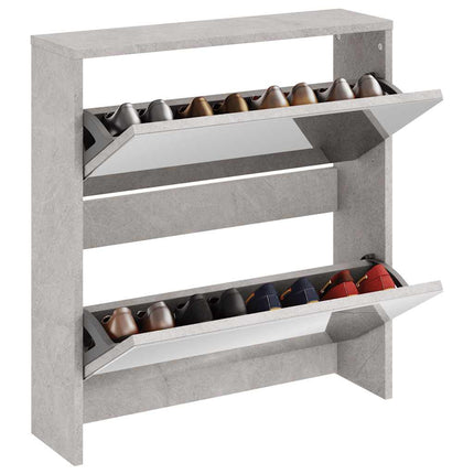 Skoskåp med 2 skåp betonggrå 63x17x67 cm