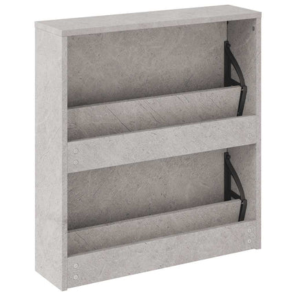 Skoskåp med 2 skåp betonggrå 63x17x67 cm