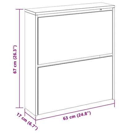 Skoskåp med 2 skåp betonggrå 63x17x67 cm