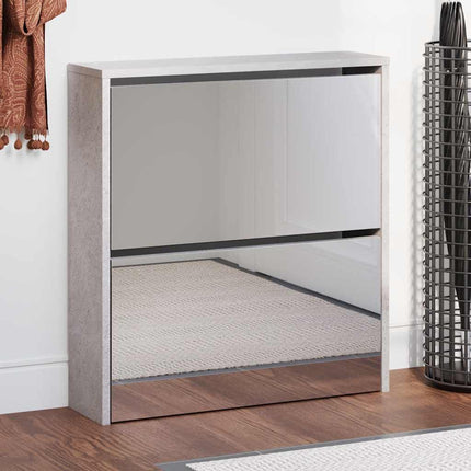 Skoskåp med 2 skåp betonggrå 63x17x67 cm