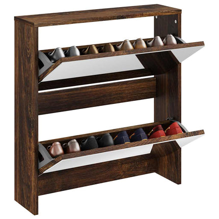 Skoskåp med 2 skåp rökfärgad ek 63x17x67 cm