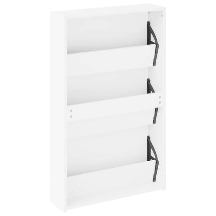 Skoskåp med spegel 3-lagers högglansvit 63x17x102,5 cm