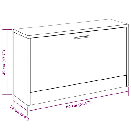 Skobänk rökfärgad ek 80x24x45 cm konstruerat trä