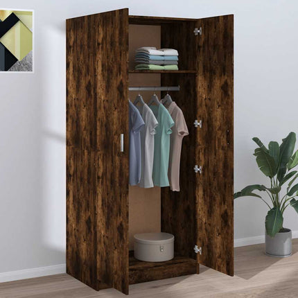 Garderob rökfärgad ek 80x52x180 cm konstruerat trä