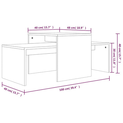 Soffbord rökfärgad ek 100x48x40 cm konstruerat trä