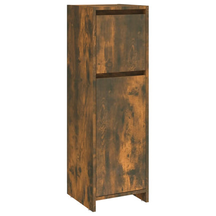 Badrumsskåp rökfärgad ek 30x30x95 cm konstruerat trä