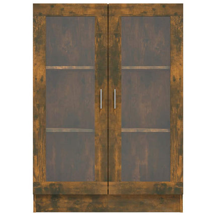 Vitrinskåp rökfärgad ek 82,5x30,5x115 cm konstruerat trä