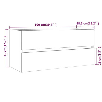 Handfatsskåp rökfärgad ek 100x38,5x45 cm konstruerat trä