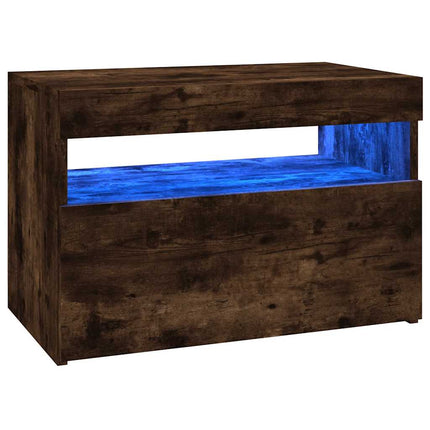 Tv-bänk med LED-belysning rökfärgad ek 60x35x40 cm