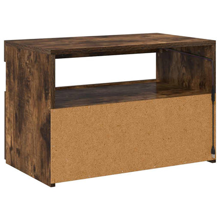 Tv-bänk med LED-belysning rökfärgad ek 60x35x40 cm
