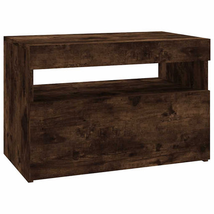 Tv-bänk med LED-belysning rökfärgad ek 60x35x40 cm
